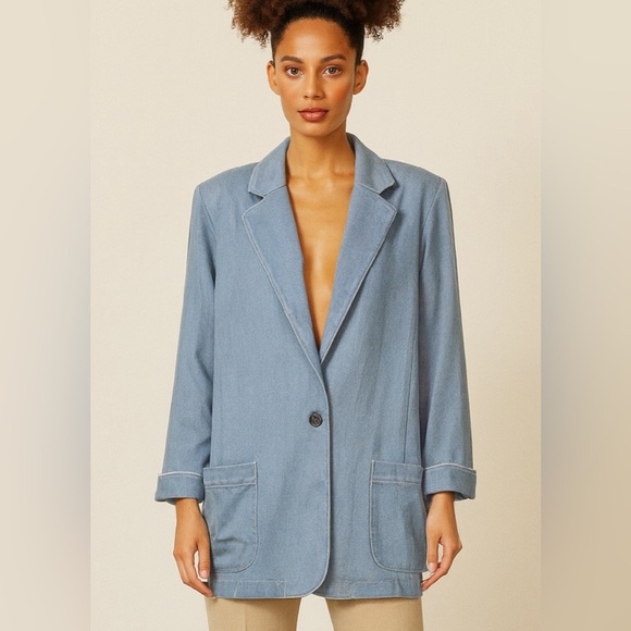 Lane Bryant Women’s Plus 18 Light Blue Lyocell Blend Blazer Jacket NWT $89.95 - Picture 1 of 8